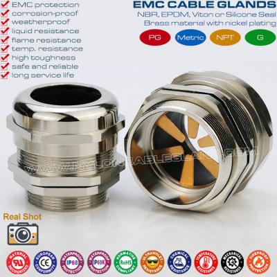 China Cable Glands Brass EMV (EMI, EMC) Metric & PG Thread Hermetic IP68 for Anti-electromagnetic Interference for sale