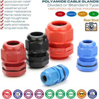 China Polyamide Polymer IP68 Waterproof Adjustable Metric Electrical Cable Glands with Sealing Washers (Gaskets) for sale