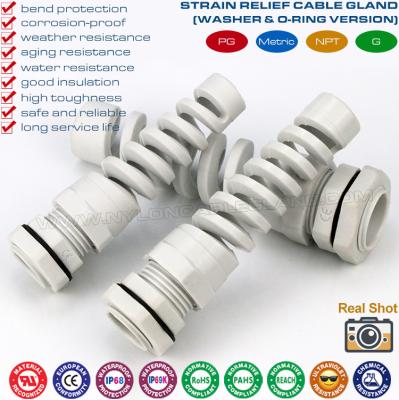 China Strain Relief Flexible Cable Glands, Spiral, Nylon 6 (PA6), G1/4