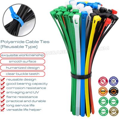 China Plastic Loosable Cable Tie 7.6x200mm, Polyamide (Nylon) 66, 94V-2 Reusable Cable Tie (50lbs) for Wire Management for sale