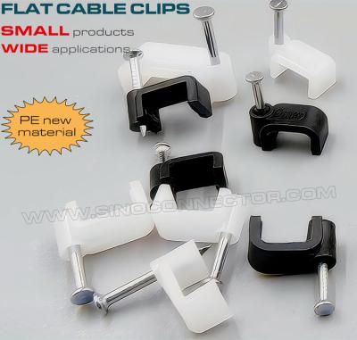 Chine Clips de câble Porteurs de câble noirs 100pcs, 4mm~19mm Carrés Clips de câble Organisateurs de câble Blanc avec des clous pour les câbles plats à vendre