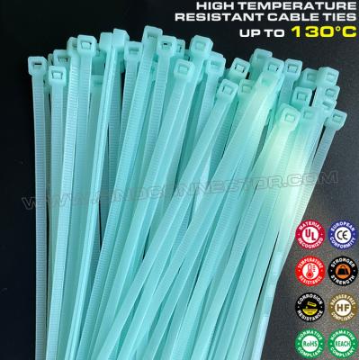 China Fios de ligação de cabo de plástico estabilizados por calor Nylon 66 100 mm x 2,5 (18 lbs), 130 ° C resistente à temperatura Fios de ligação de cabo Zip Polyamide 66 para ambientes adversos à venda