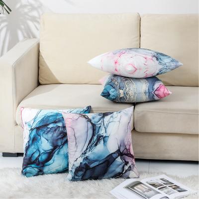 China PORTABLE Pillow Case 4 Piece Set Abstract Marble Pattern Decorative Pillowcase Cushion Cover Sofa Bedroom Car Blue Pink Pillow Case for sale