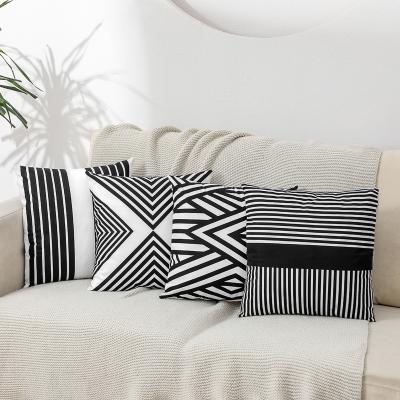 China Black and White Stripes PORTABLE Decor Pillow Cover Cushion Covers Outdoor Pillow Covers Home Decor for Sofa Patio Couch Bed for sale