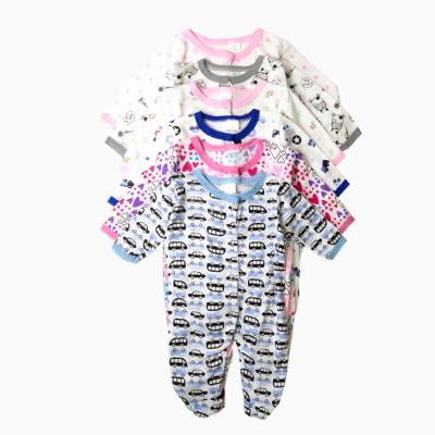 China Stylish and Cozy 3 Piece Set Baby Girl Boy Cozy One Piece Foot Style Pajamas Newborn Cotton Printed Crawling Clothes for sale