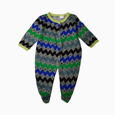 China 100% Bamboo Fiber Newborn Baby Baby Knitted Polyester-Cotton Jumpsuit Snap Button Long Sleeve Print 3 Pieces With Feet Sleeping Playing Baby for sale