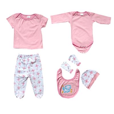 China 0-9 Month Baby Footsuit Breathable Cotton 6-Piece Set Printed Long Sleeve Ha Embroidered Short Climbing Suit for sale