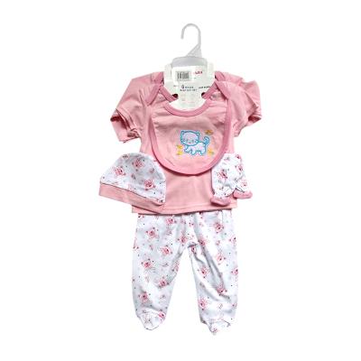 China 0-9 Months Cotton 6-Piece Baby Long Sleeve Ha Suit Newborn Embroidered Short Foot Crawling Set Breathable Printing Wholesale Customized for sale