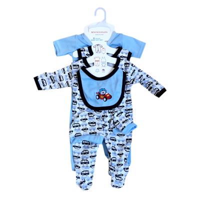 China 2021 Newborn Baby SetWholesale 8 Breathable Leisure Baby Sets Short Wear T/C Printed Bib Long Sleeve One Sleeve Growing Suit Children for sale