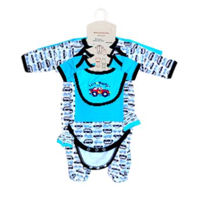 China Breathable Custom Print Newborn Pattern Baby Long Sleeve Overalls Cotton 8 Pieces Hooded Kids And Boys Wear for sale