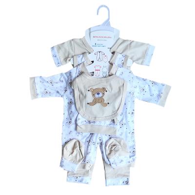 China Breathable 100% Cotton 8 Pieces Printed Embroidery Sets OEM Welcome Custom Design Baby Cartoon Clothing for sale