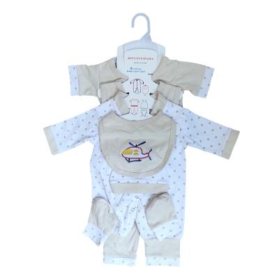 China Breathable Factory Produces Pure Cotton Print Baby 8 Piece Set All Cotton Suit Hat Socks Newborn Growing Set for sale