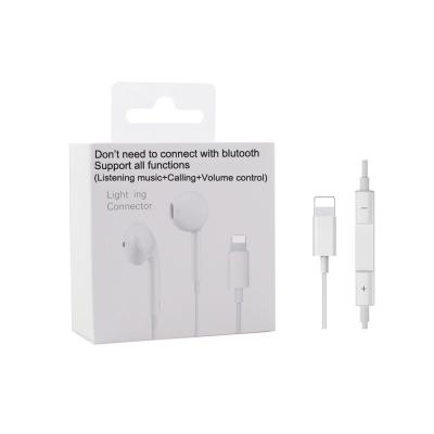 China In-ear original factory 8 pin light music call ning wired control stereo boom wired earbuds headphones for iphone 13 ipad 12 pro 7 8 max for sale