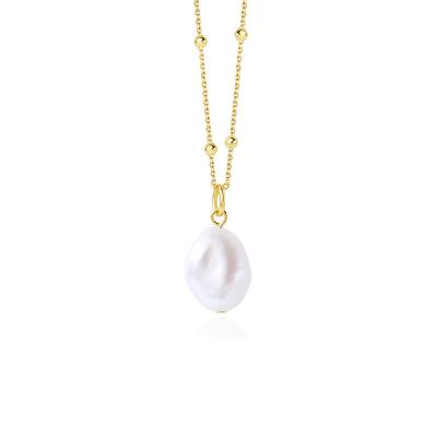 China High Quality Europe and America Pearl Pendant Necklace Sterling Silver Necklace For Woman Baroque Pearl Necklace for sale