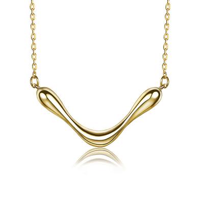 China Europe and America discount in current S925 Sterling Silver Minimalism Smile Necklace gold and silver V necklace pendant jewelry woman for sale