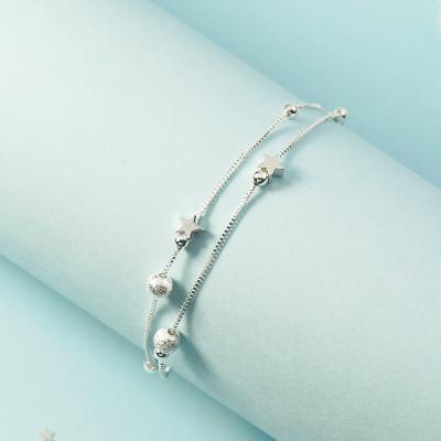 China CLASSIC wholesale cheap double sand bead star bracelet charm frosted round bead chain bracelets woman for sale