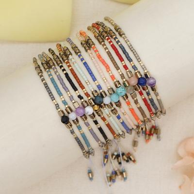 China Bohemia CLASSIC Miyuki Bracelets Gemstone Beads Adjustable Hand Knitting Bracelets For Woman for sale