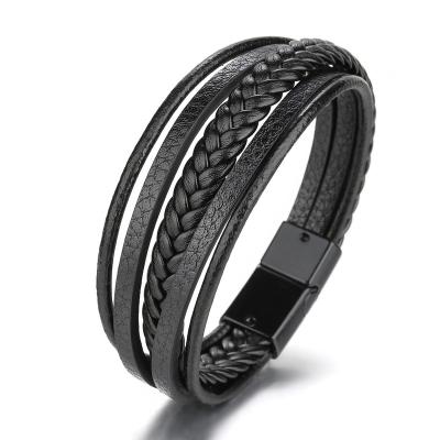 China CLASSIC Fashionable Multilayer Braid Leather Brace Vintage Bracelets Men Leather Bracelet for Men Fashion Jewelry Bangles Bracelets for sale