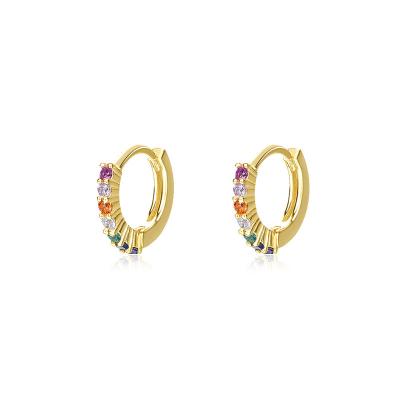 China The Other Woman 2023 Sterling Silver Charm Earrings For Rainbow Zircon Hoop Earrings Small Circle Earrings for sale