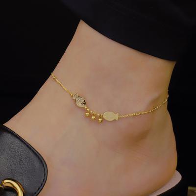 China Factory Wholesale Bling Anklet Punk Gold Plated Fashion Jewelry Anklets Fish Ball Dangle Anklets For Women for sale