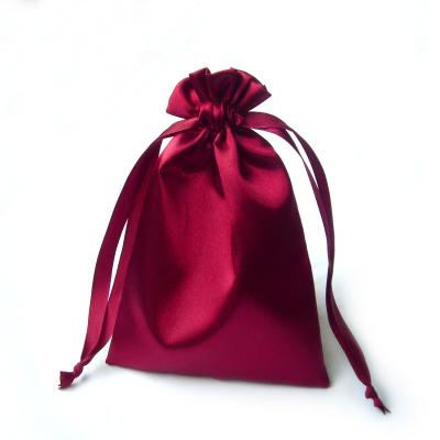 China High Quality Silk Drawstring Hair Wig Pouch Dust Gift Small Satin Jewelry Satin Bag Packaging for sale