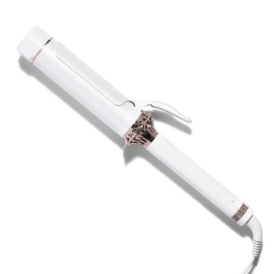 China 360Â ° Swivel Clip Wholesale White Curling Iron With Dual Tension Hair Curler Wand Ceramic Curling Iron For Professional Hair Styling Tool for sale