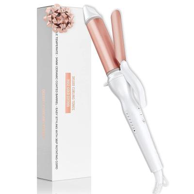 China 360Â ° Swivel Rope Rose Gold Curling Iron 1.25 Inch Barrel Curling Wand For All Hair Types, Ceramic Hair Curler With Adjustable Temperature for sale