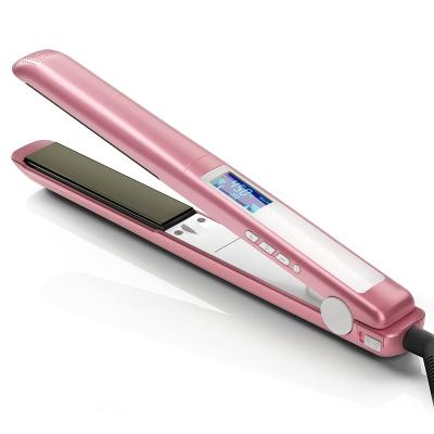 China Auto Cut & Professional Digital Controls Hair Straightener Titanium Flat Iron For Hair Makes Hair Shiny Dual Voltage Flat Iron Heats Up Fast, Rose Gold for sale