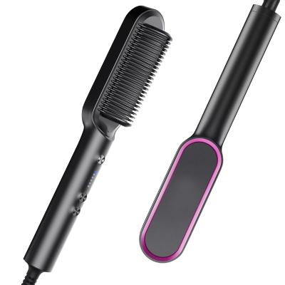 China Nondisposable Black Hair Straightener Brush Hair Straightening Brush and Iron with Nano Titanium Coating, Electric Hot Comb, Hair Styling Tools for sale