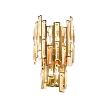 China Modern Gold Crystal Wall Lamp Stainless Steel Pattern LED Wall Lamp For Living Room for sale