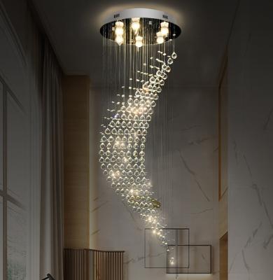 China Modern Modern Long Stairs Led Lighting Hotel Lobby Pendant Light Chandelier for sale