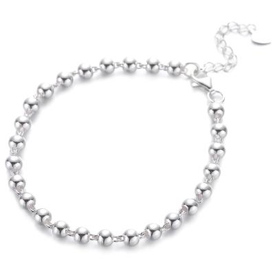 China TRENDY Bangle Women's Simple S925 Sterling Silver Round Beaded Bangle Designer Jewelry for sale