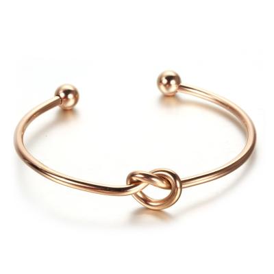 China FASHIONABLE Gold Plated Forever Infinity High Polished Adjustable Open Love Knot Bracelet Women Charm Bracelet Cuff Bangle for sale