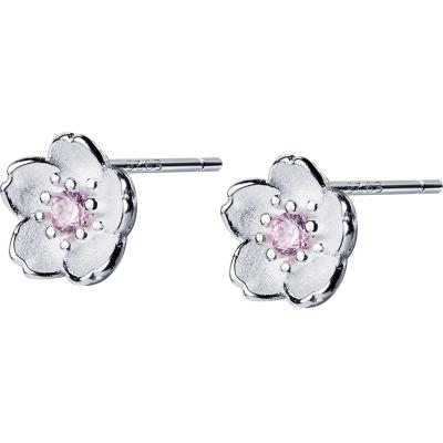 China TRENDY 925 Sterling Silver Peach Blossom Stud Earrings For Women for sale