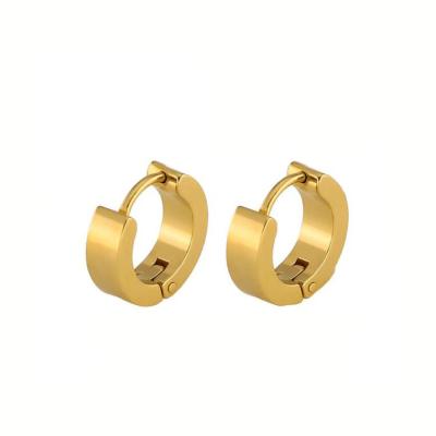 China Geometric Stainless Steel Circle Huggie Cuff Clip Earrings Ear Studs Gold Circle Cuff Earring for sale