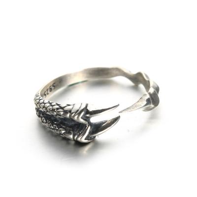 China Vintage Hiphop Styles Custom Mens 925 Sterling Silver Dragon Claw Rings Hip Hop Jewelry for sale