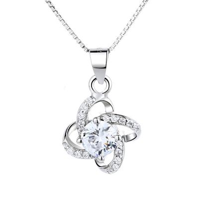 China TRENDY Custom Jewelry 925 Sterling Silver Clover Zircon Pendant for Women Gift for sale