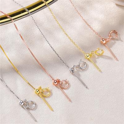 China Fashionable Wholesale DIY S925 Sterling Silver Adjustable Box Chain Cross Chain Necklace with Needle and Positioning Bead for sale