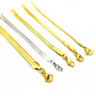 China CLASSIC Wholesale Flat Stainless Steel Snake Bone Chain Necklace Blade Chain For Women for sale