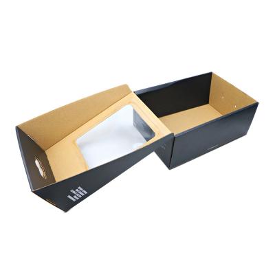 China Handmade thickened flip corrugated high-grade wholesale shoes rack display merchandise supermarket box manufacturer box packaging dive box for sale