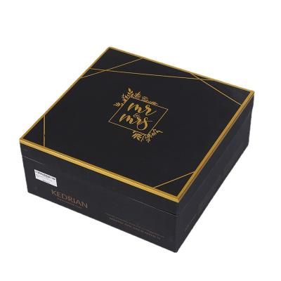 China Handmade tan black creative square box box sky and earth cover christmas gift jars valentine's day companion gift box for sale