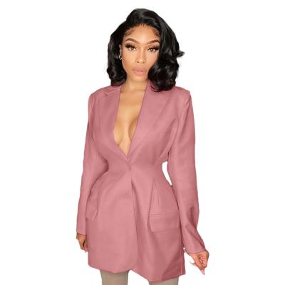 China Anti-wrinkle 2021 European and American women's autumn lapel hip straight suit for sale