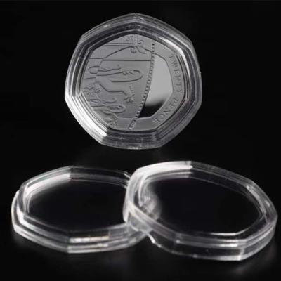 China UK Acrylic or PS 50p Coin Capsule Heptagon Coin Capsule for sale