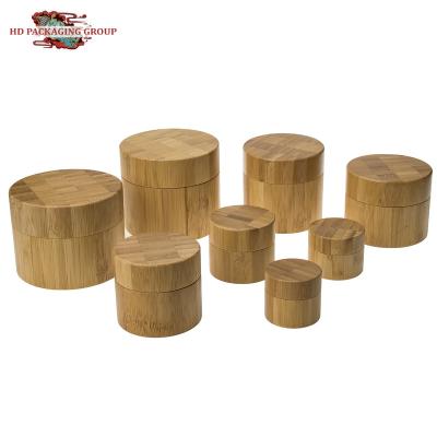 China 10g 20g 50g 100g 150g cosmetic bamboo cosmetic packaging natural bamboo cosmetic jars with lids for sale