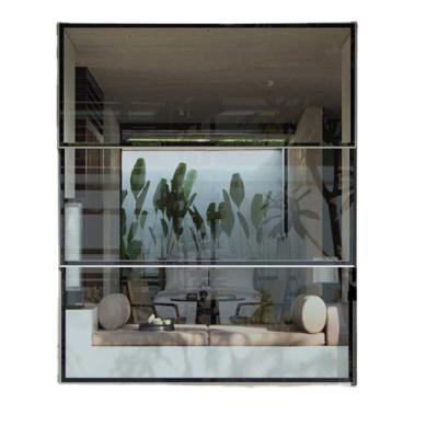 China Modern Automatic Down Sliding Aluminum Glass Windows Design Vertical Sliding Double Hung Sash Window for sale