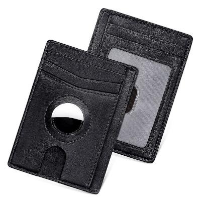 China Vintage Front Pocket Leather Slim Rfid Blocking Minimalist Smart Men Card Holder Wallet Airtag Holder for sale