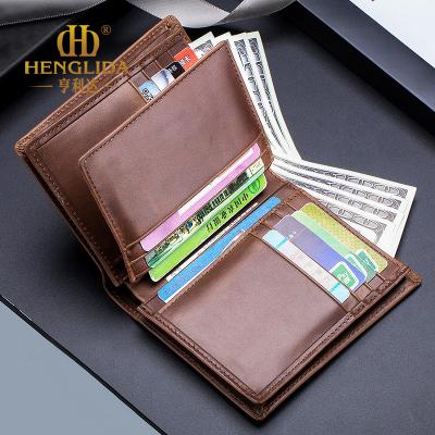 China 2021 RFID Fashion Dad Short Large Capacity Men's New Triple Leather Floor Can Put Driving License for sale