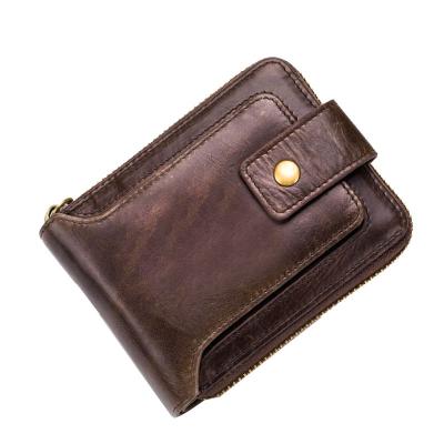 China RFID personalized retro fashion first layer whip men's wallet short cross section leather multifunctional casual wallet for sale