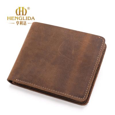 China SHAPE Bi-fold high quality wholesale business casual short retro wallet leather men for sale