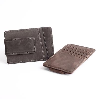 China RFID China specializes in making credit card wallet minimalist leather men's RFID card holder with magnetic for sale